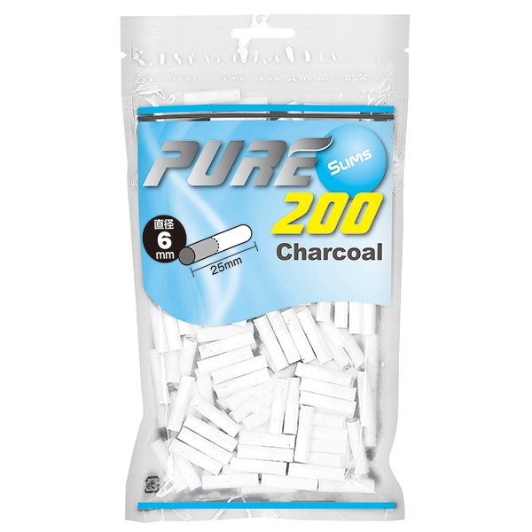 PURE滤嘴细支活性炭6mm*25mm 卷烟耗材 直径6mm×长25mm 约 200 个装