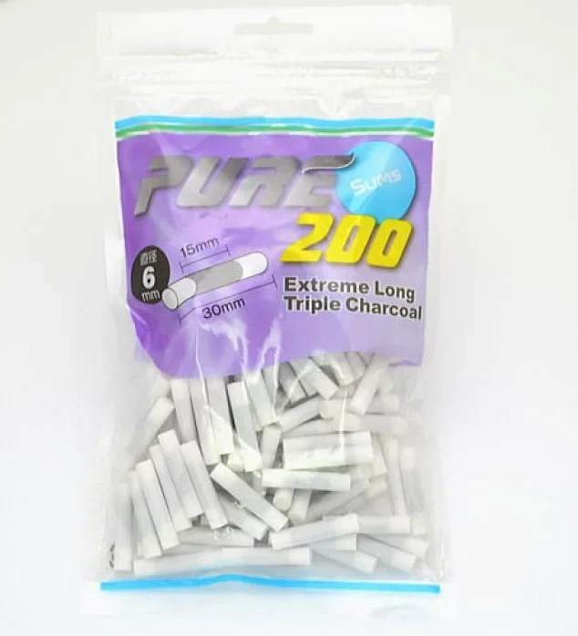 PURE滤嘴细支超长三重炭6mm*30mm 卷烟耗材 直径6mm×长30mm 约 200 个装